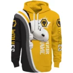Custom Wolverhampton Wanderers Peeking Snoopy Old Gold Hoodie Best Selling