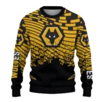 Custom Wolverhampton Wanderers Pixel Flow Old Gold Black Sweater Best Selling