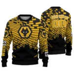 Custom Wolverhampton Wanderers Pixel Flow Old Gold Black Sweater Best Selling