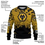 Custom Wolverhampton Wanderers Pixel Flow Old Gold Black Sweater Best Selling