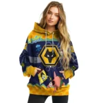 Custom Wolverhampton Wanderers Spongebob Patrick Star Old Gold Navy Hoodie Best Selling