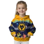 Custom Wolverhampton Wanderers Spongebob Patrick Star Old Gold Navy Hoodie Best Selling
