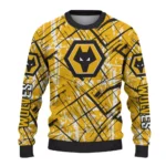 Custom Wolverhampton Wanderers Streak Overlay Old Gold Sweater Best Selling