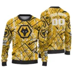 Custom Wolverhampton Wanderers Streak Overlay Old Gold Sweater Best Selling