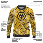Custom Wolverhampton Wanderers Streak Overlay Old Gold Sweater Best Selling