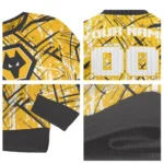 Custom Wolverhampton Wanderers Streak Overlay Old Gold Sweater Best Selling