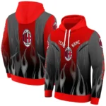 Customized Ac Milan Flame Design Red Hoodie Best Selling