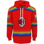 Customized Ac Milan Rainbow Stripes Red Hoodie Best Selling