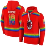 Customized Ac Milan Rainbow Stripes Red Hoodie Best Selling