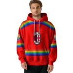 Customized Ac Milan Rainbow Stripes Red Hoodie Best Selling
