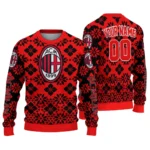 Customized Ac Milan Snowflake Matrix Red Sweater Best Selling