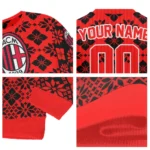 Customized Ac Milan Snowflake Matrix Red Sweater Best Selling