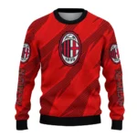 Customized Ac Milan Stripe Motion Red Sweater Best Selling