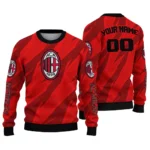Customized Ac Milan Stripe Motion Red Sweater Best Selling