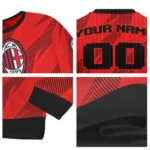 Customized Ac Milan Stripe Motion Red Sweater Best Selling