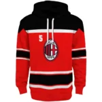 Customized Ac Milan Striped Pattern Red Hoodie Best Selling