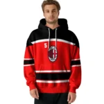 Customized Ac Milan Striped Pattern Red Hoodie Best Selling