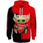 Customized Arsenal Baby Yoda Red Black Hoodie Best Selling
