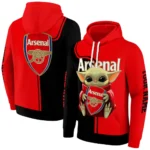 Customized Arsenal Baby Yoda Red Black Hoodie Best Selling