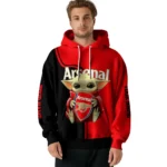 Customized Arsenal Baby Yoda Red Black Hoodie Best Selling