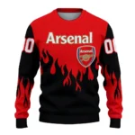 Customized Arsenal Flame Outline Red Black Sweater Best Selling