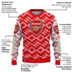 Customized Arsenal Lattice Gridwork Red Sweater Best Selling
