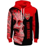 Customized Arsenal Skull Motif Red Black Hoodie Best Selling