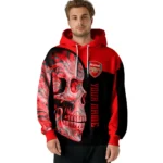 Customized Arsenal Skull Motif Red Black Hoodie Best Selling