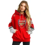 Customized Arsenal Striped Sleeves Red Hoodie Best Selling