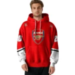 Customized Arsenal Striped Sleeves Red Hoodie Best Selling