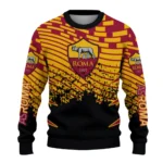 Customized As Roma Pixel Flow Red Black Sweater Best Selling
