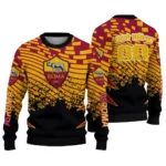 Customized As Roma Pixel Flow Red Black Sweater Best Selling