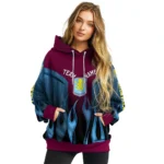 Customized Aston Villa Flame Design Claret Hoodie Best Selling