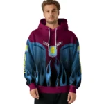 Customized Aston Villa Flame Design Claret Hoodie Best Selling