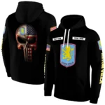 Customized Aston Villa Punisher Skull Black Hoodie Best Selling