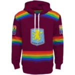 Customized Aston Villa Rainbow Stripes Claret Hoodie Best Selling