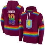 Customized Aston Villa Rainbow Stripes Claret Hoodie Best Selling