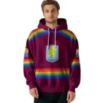Customized Aston Villa Rainbow Stripes Claret Hoodie Best Selling