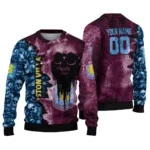 Customized Aston Villa Skull Collage Claret Sweater Best Selling