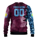 Customized Aston Villa Skull Collage Claret Sweater Best Selling