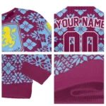 Customized Aston Villa Snowflake Matrix Claret Sweater Best Selling