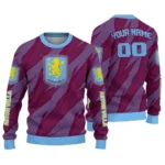 Customized Aston Villa Stripe Motion Claret Sweater Best Selling
