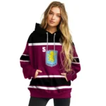 Customized Aston Villa Striped Pattern Claret Hoodie Best Selling