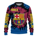 Customized Barcelona Burst Swirl Blue Sweater Best Selling