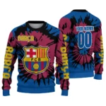 Customized Barcelona Burst Swirl Blue Sweater Best Selling