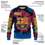 Customized Barcelona Burst Swirl Blue Sweater Best Selling