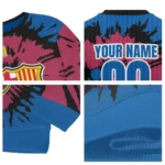 Customized Barcelona Burst Swirl Blue Sweater Best Selling
