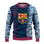 Customized Barcelona Camouflage Stripe Blue White Sweater Best Selling