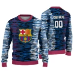 Customized Barcelona Camouflage Stripe Blue White Sweater Best Selling