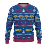 Customized Barcelona Christmas Designs Blue Sweater Best Selling